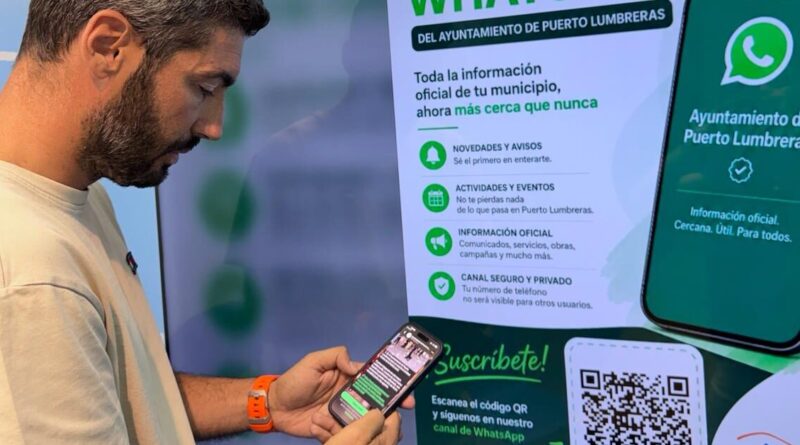 El Ayuntamiento de Puerto Lumbreras estrena canal de WhatsApp para informar de todas las novedades municipales