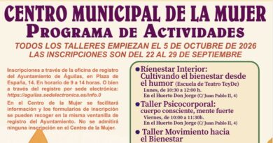 El Ayuntamiento de Águilas presenta la programación de talleres del Centro de la Mujer para el próximo trimestre